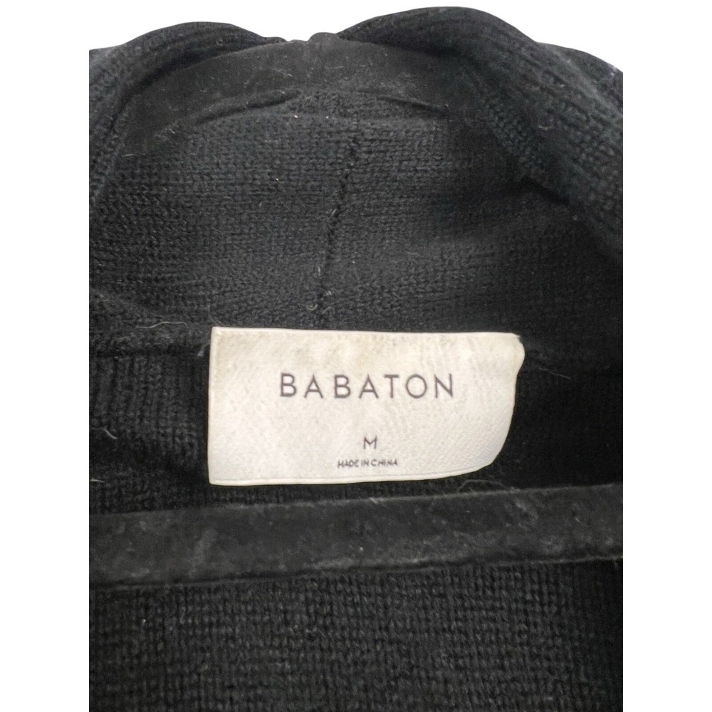 Babaton Wool Cashmere Open Front Cardigan Sweater Black Shawl Collar Medium - Picture 3 of 5